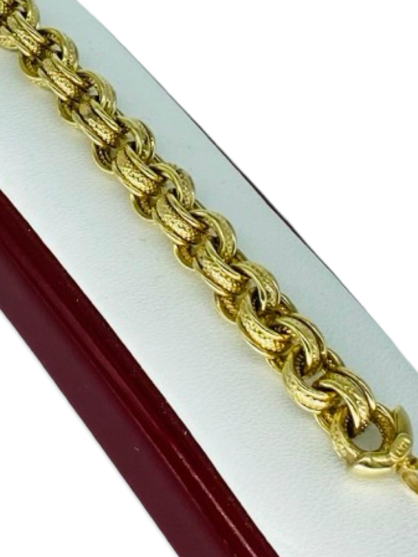 Vintage 6.5mm Fancy Round Link Bracelet 14k Gold 7 Inch For Sale 8