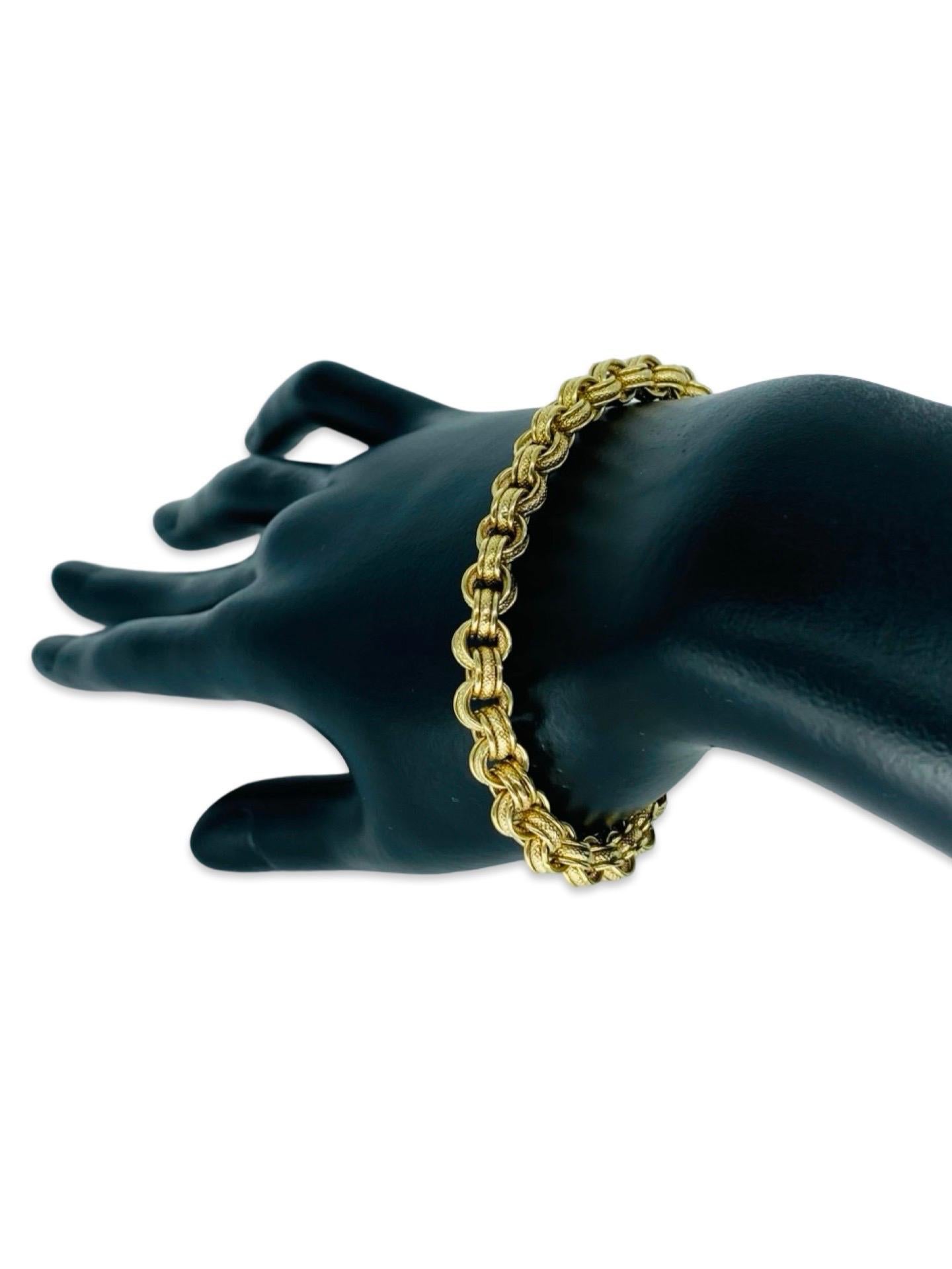 Bracelet à maillons ronds fantaisie vintage de 6,5 mm en or 14 carats, 7 pouces en vente 1