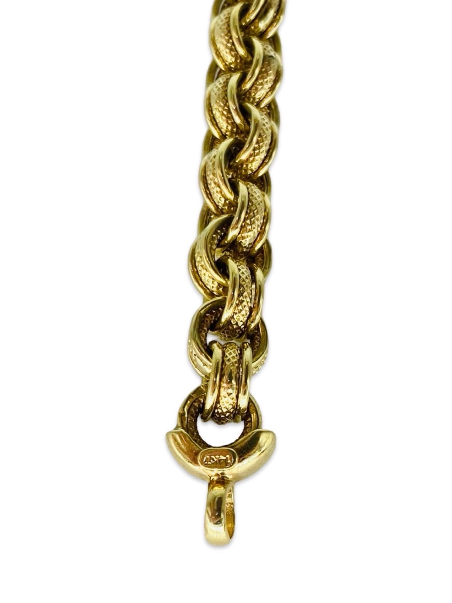 Vintage 6.5mm Fancy Round Link Bracelet 14k Gold 7 Inch For Sale 3
