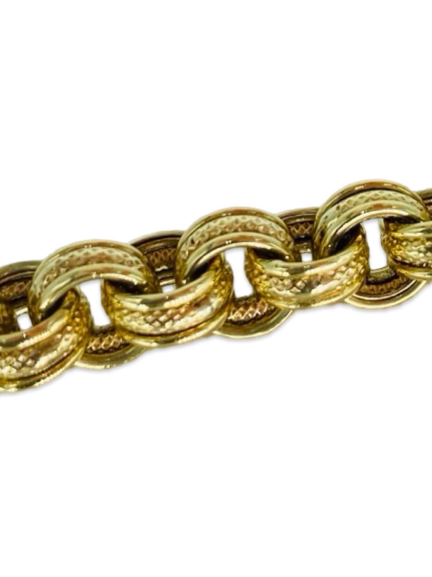 Vintage 6.5mm Fancy Round Link Bracelet 14k Gold 7 Inch For Sale 5