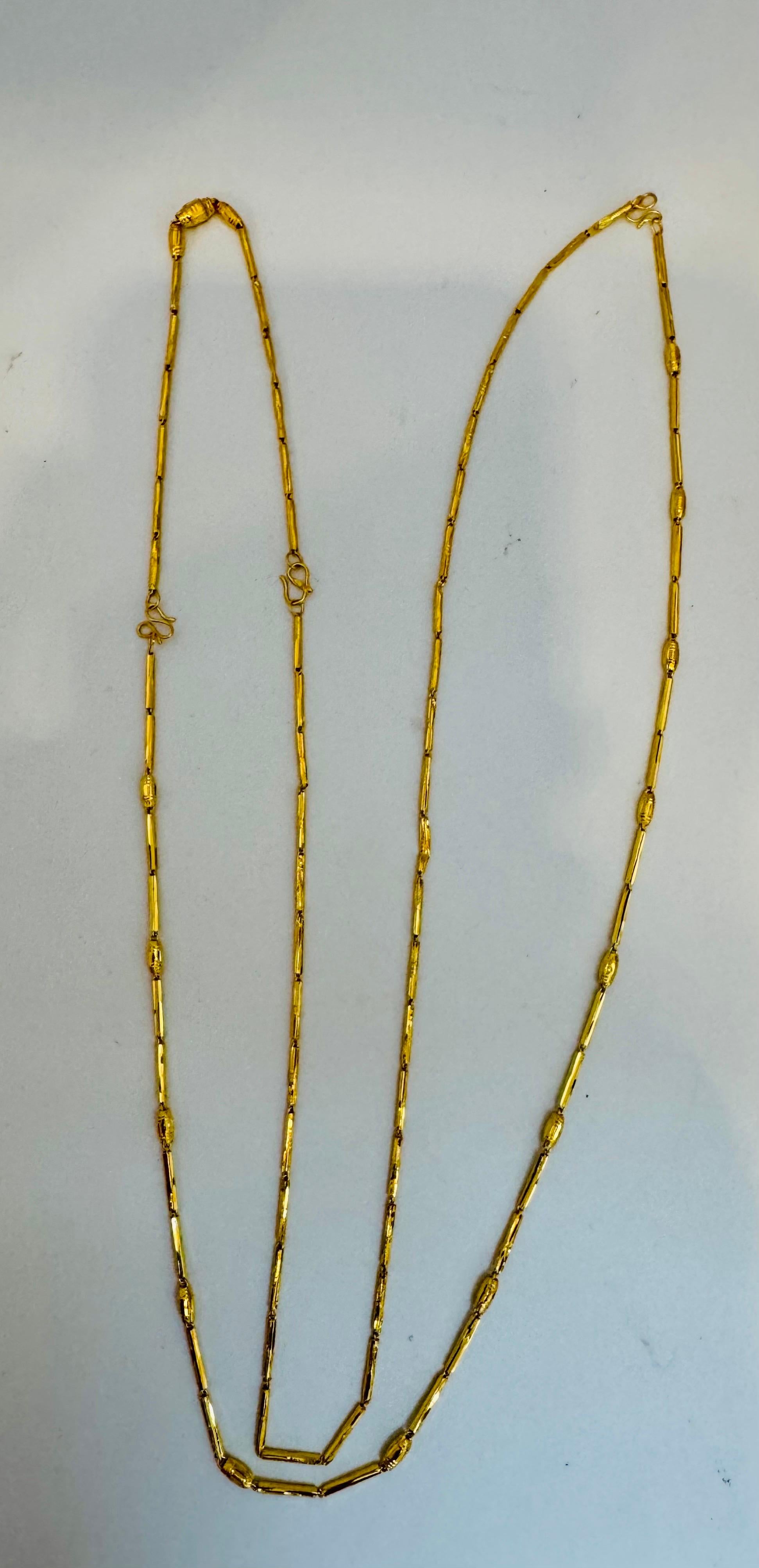 Vintage 6.6 Gm Puro Oro Amarillo de 22 Kilates Cadena + Pulsera hecha a mano , 37 