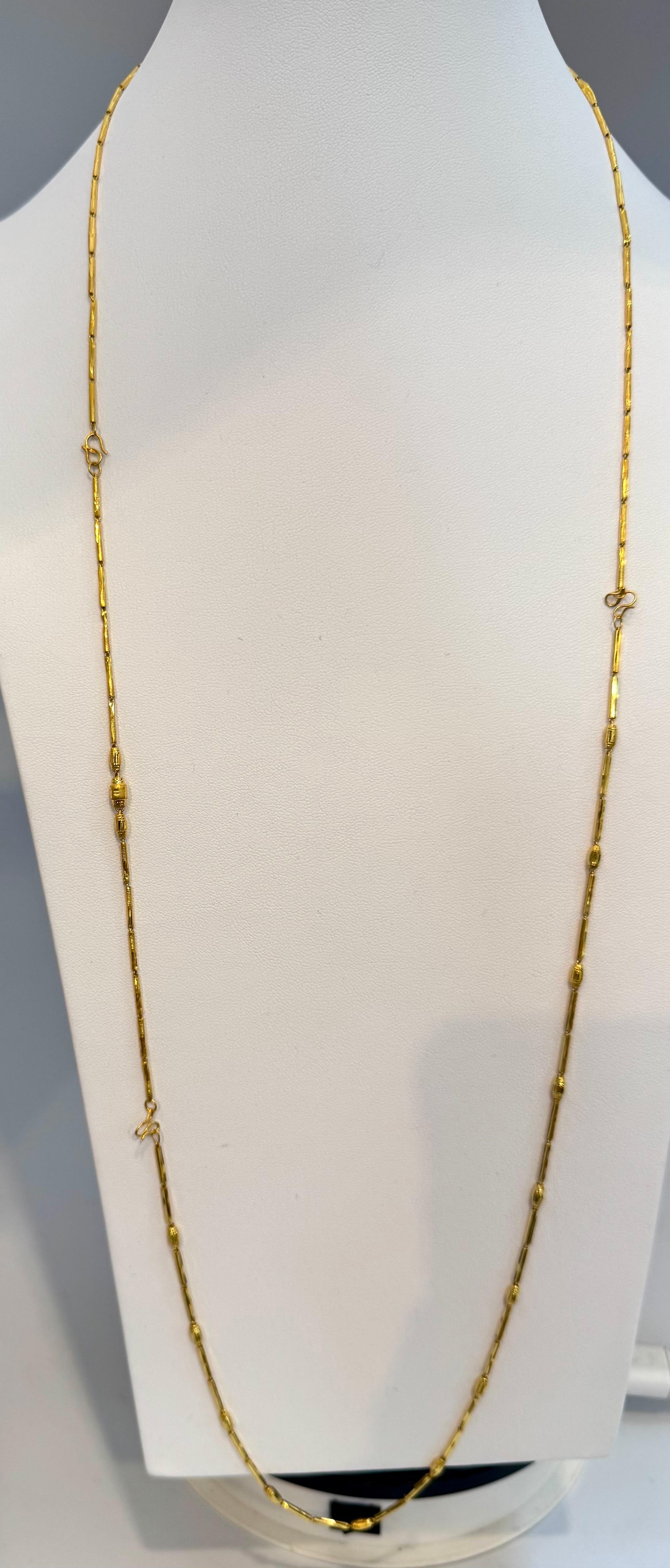 Vintage 6.6 Gm Puro Oro Amarillo de 22 Kilates Cadena + Pulsera hecha a mano , 37 