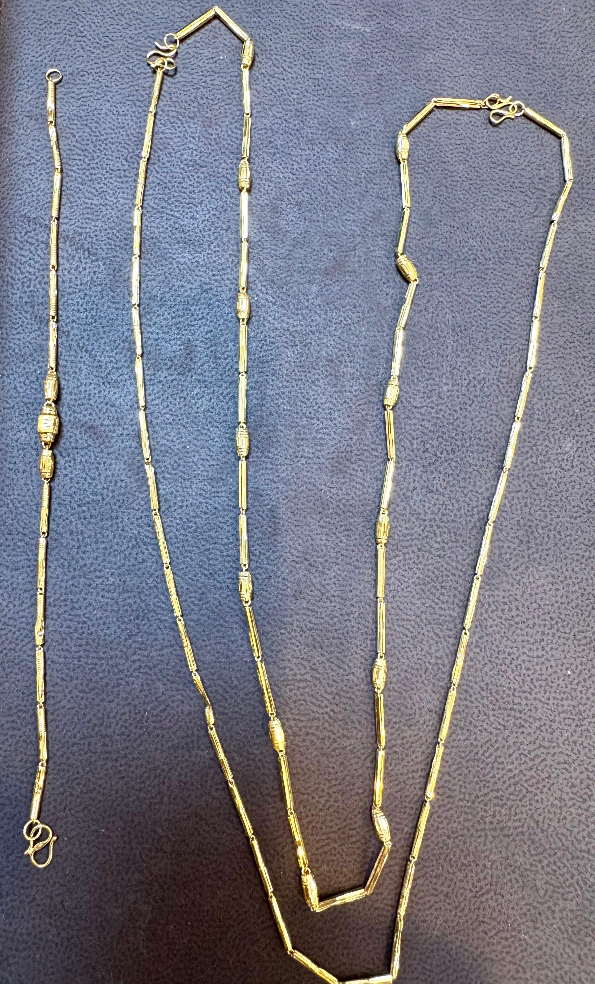 Vintage 6.6 Gm Puro Oro Amarillo de 22 Kilates Cadena + Pulsera hecha a mano , 37 