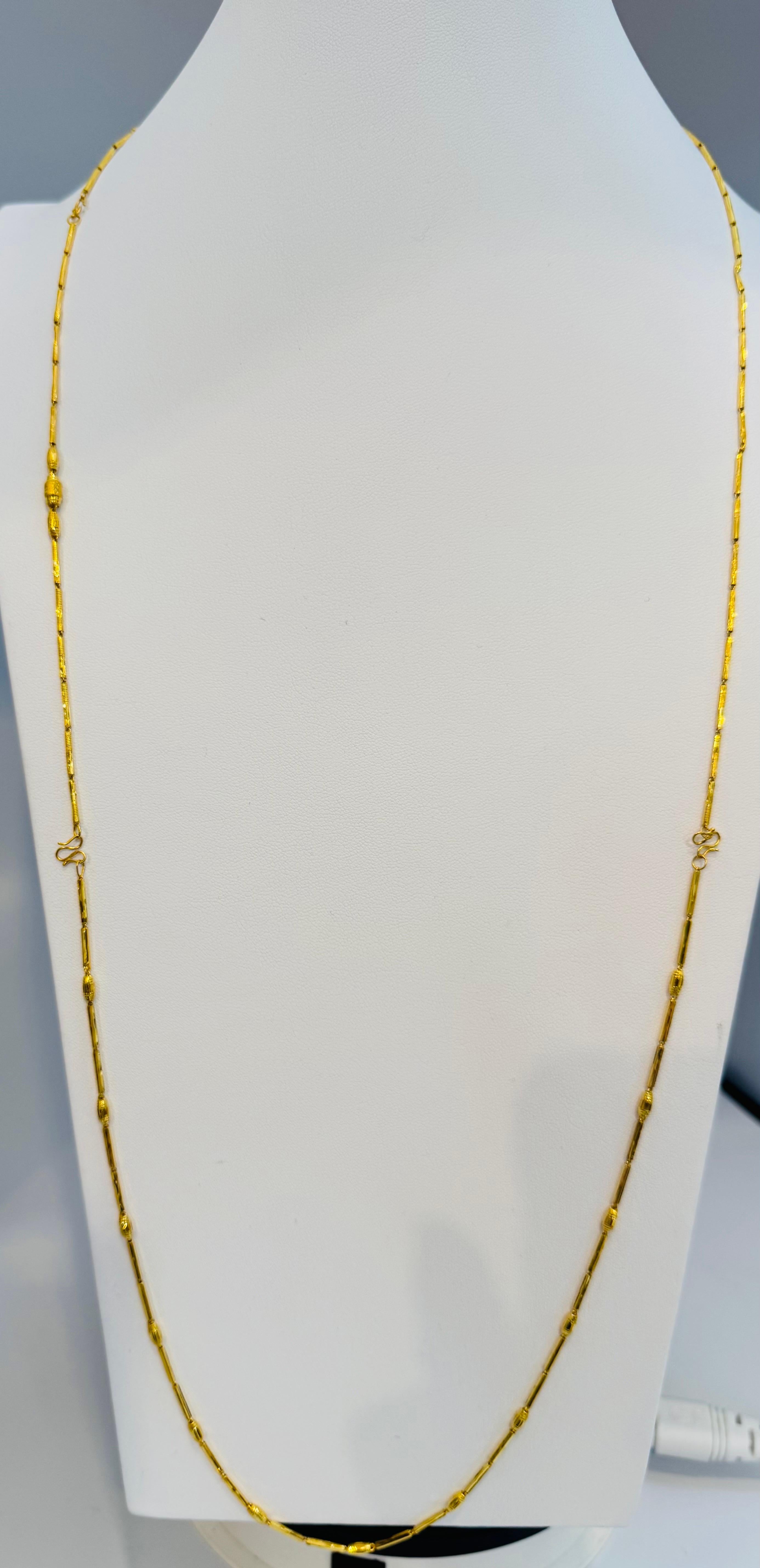 Vintage 6.6 Gm Puro Oro Amarillo de 22 Kilates Cadena + Pulsera hecha a mano , 37 