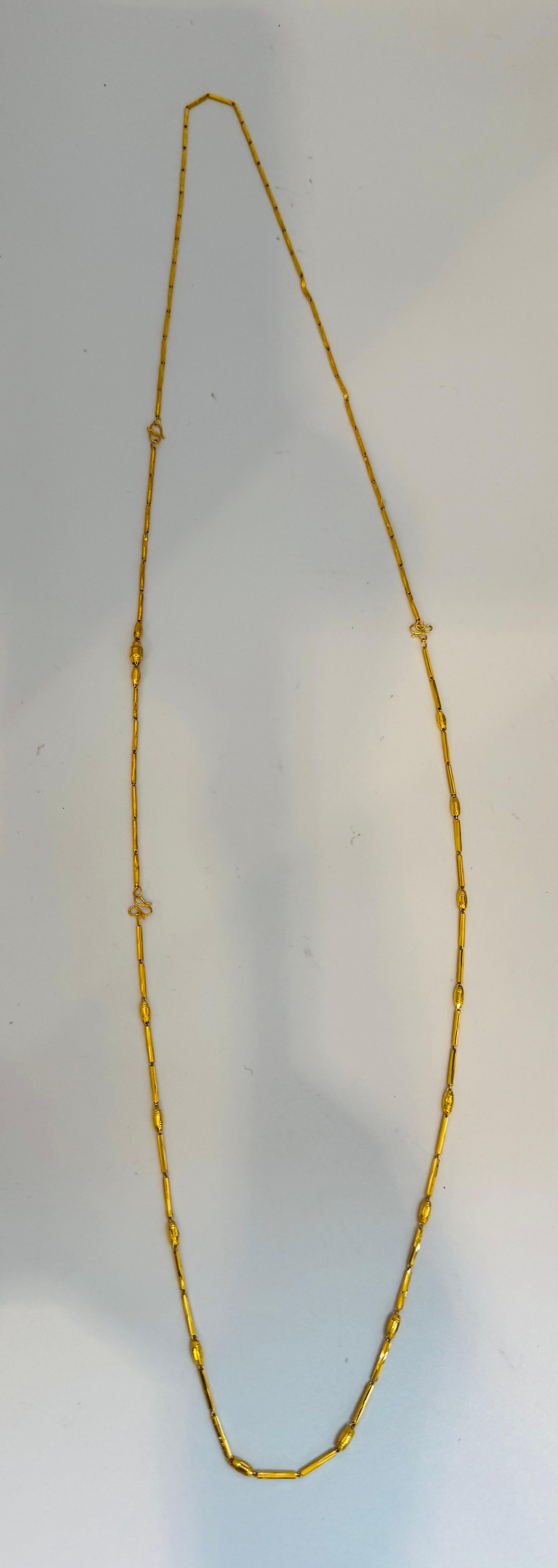 Vintage 6.6 Gm Puro Oro Amarillo de 22 Kilates Cadena + Pulsera hecha a mano , 37 