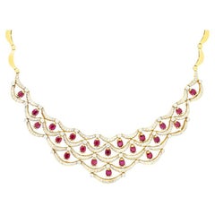Vintage 6.60ct Ruby and Diamond Necklace, c.1980s