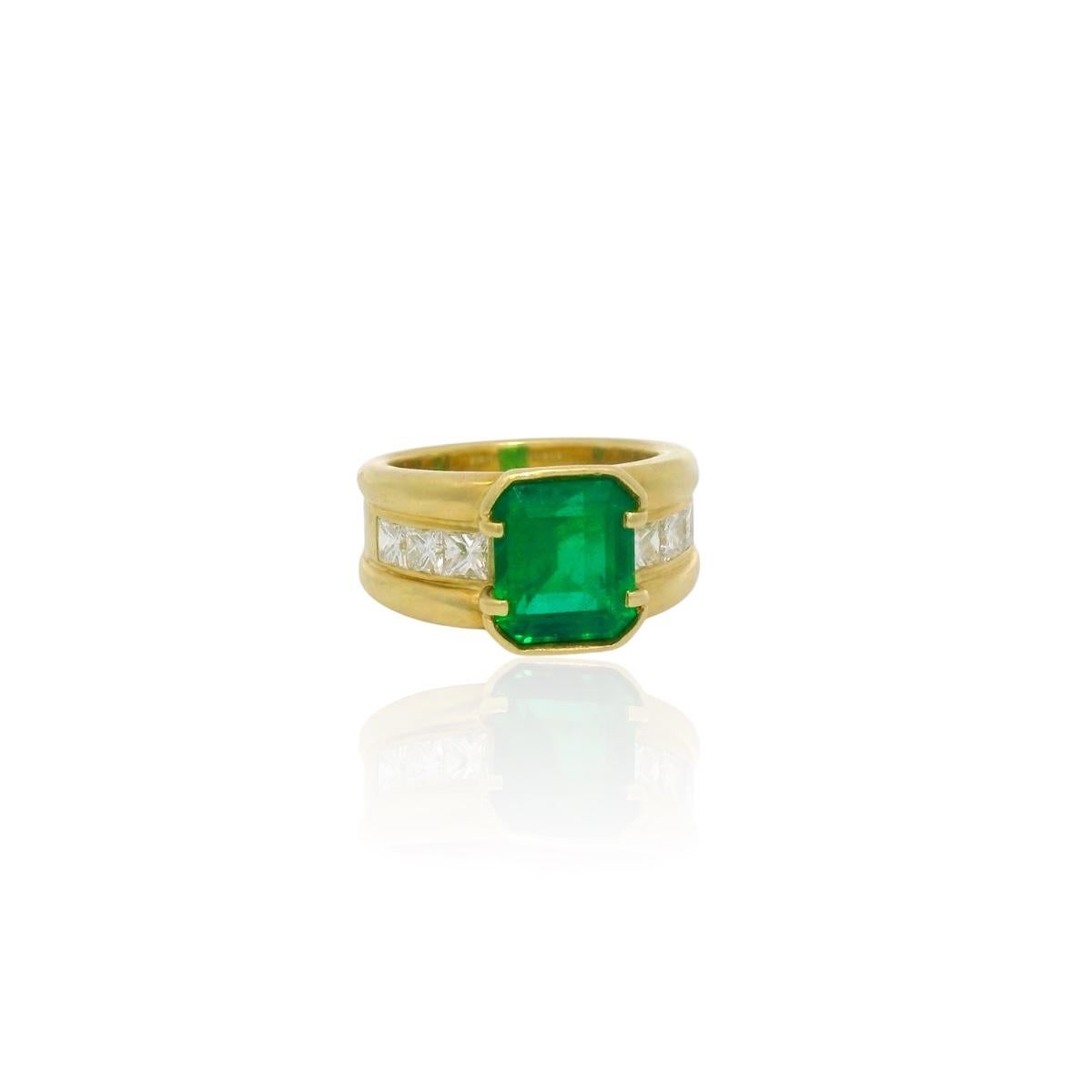 Vintage 6,65 Karat sambischer Smaragd-Diamantring im Zustand „Hervorragend“ im Angebot in Uccle, BE