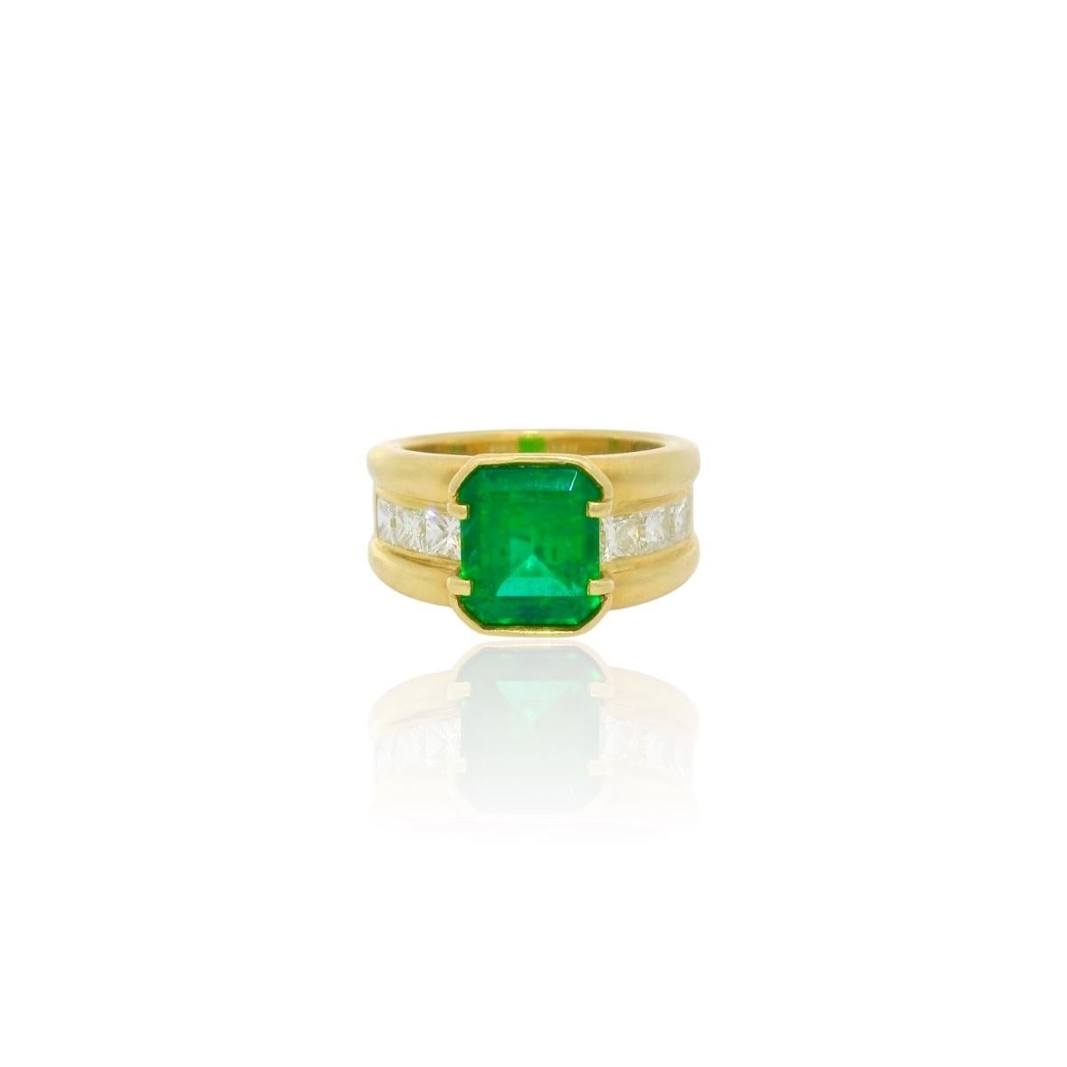 Vintage 6,65 Karat sambischer Smaragd-Diamantring für Damen oder Herren im Angebot