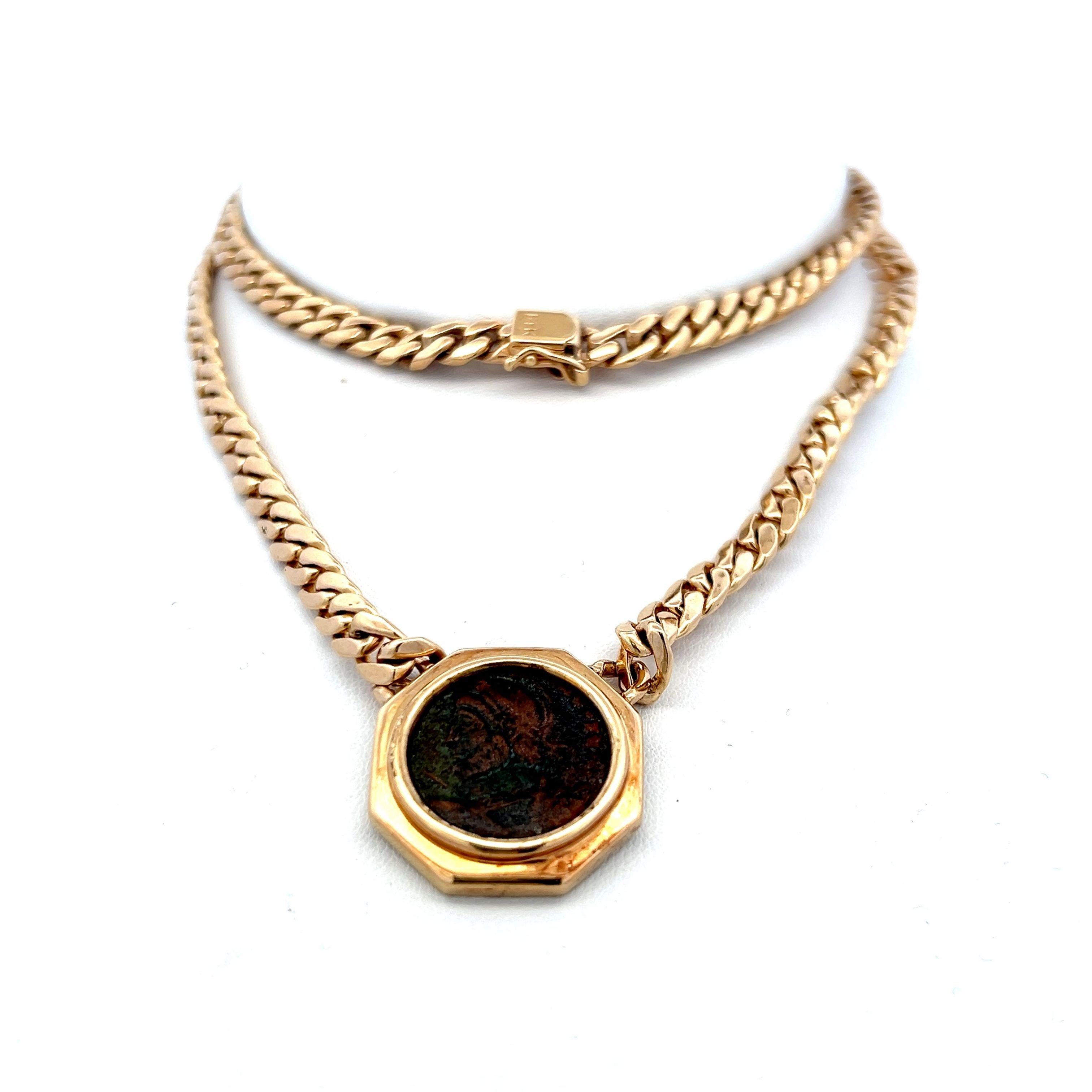 Collier pendentif vintage en or jaune 14 carats 66,68 grammes en vente 1