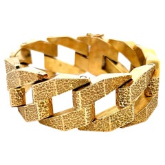 Bracciale vintage a maglie pavonate in oro giallo 14 carati da 66,90 grammi