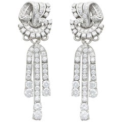 Vintage 6.70 Carat Diamond and Platinum Drop Earrings Art Deco