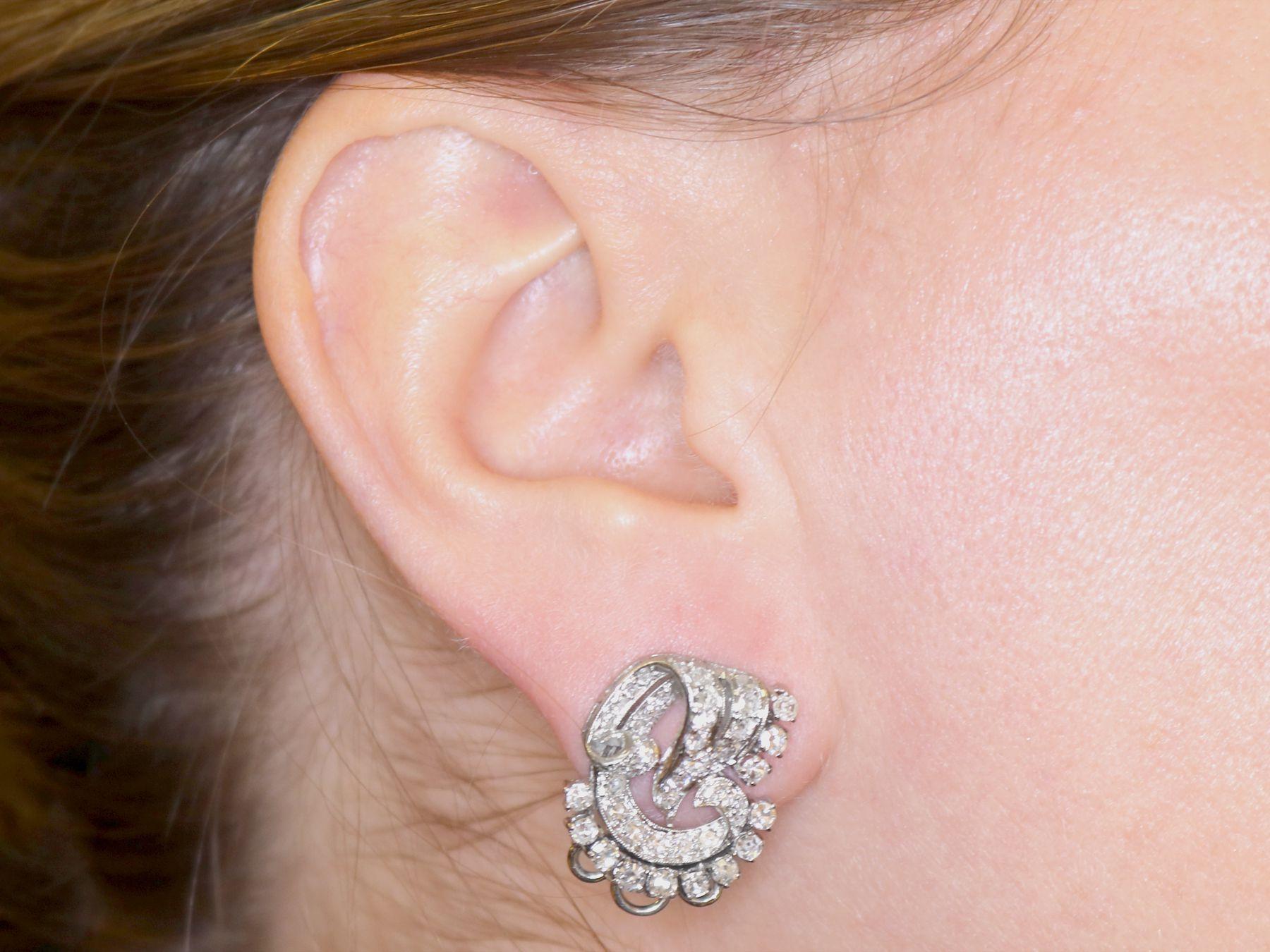 Vintage 6.70 Carat Diamond and Platinum Drop Earrings Art Deco 6