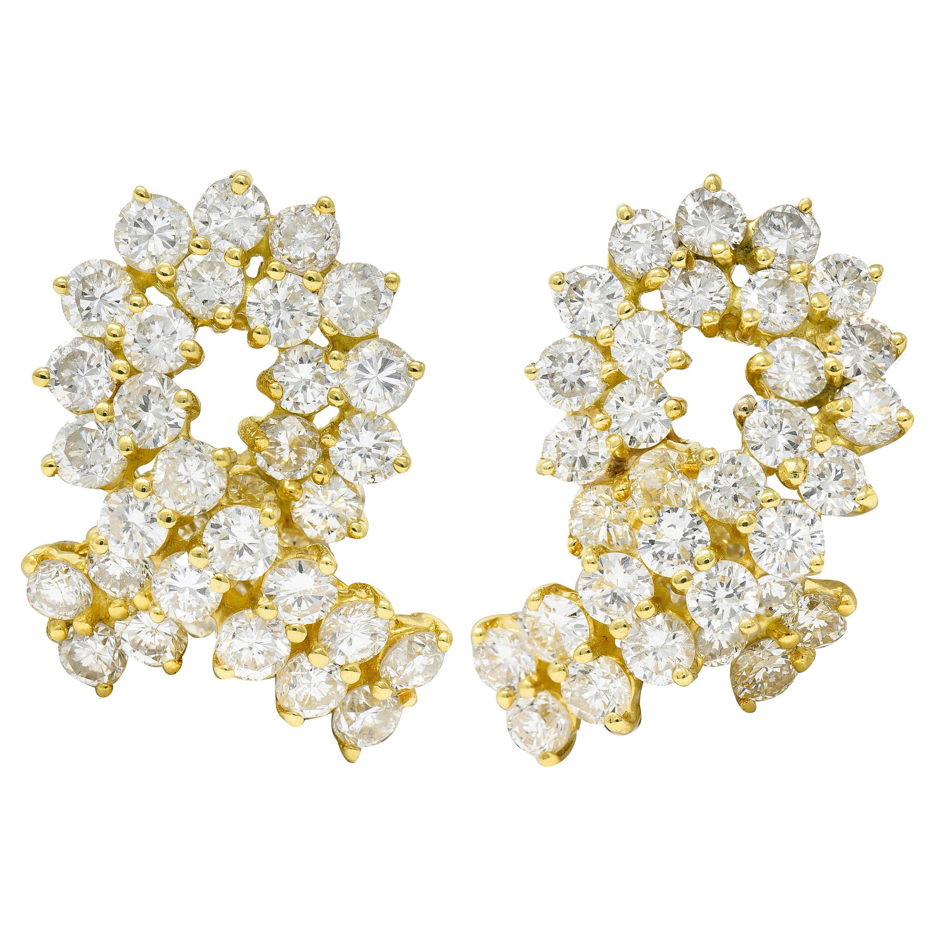 Vintage 6.80 Carats Diamond 18 Karat Gold Twist Earrings