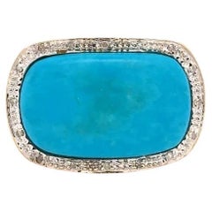 Statement-Ring aus Gold mit 6,85 Karat Türkis im Cabochon-Schliff und Diamanten