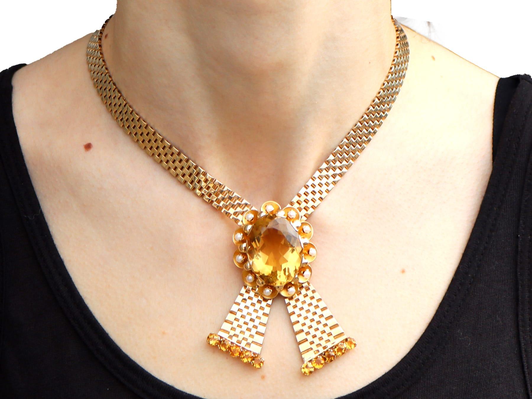 Vintage By 68,50 Carati, Citrino e Perla, Collana in Oro Giallo 9 Carati (1957) in vendita 6