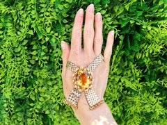 Vintage 68.50 Carat Citrine and Pearl, 9 Karat Yellow Gold Necklace (1957)