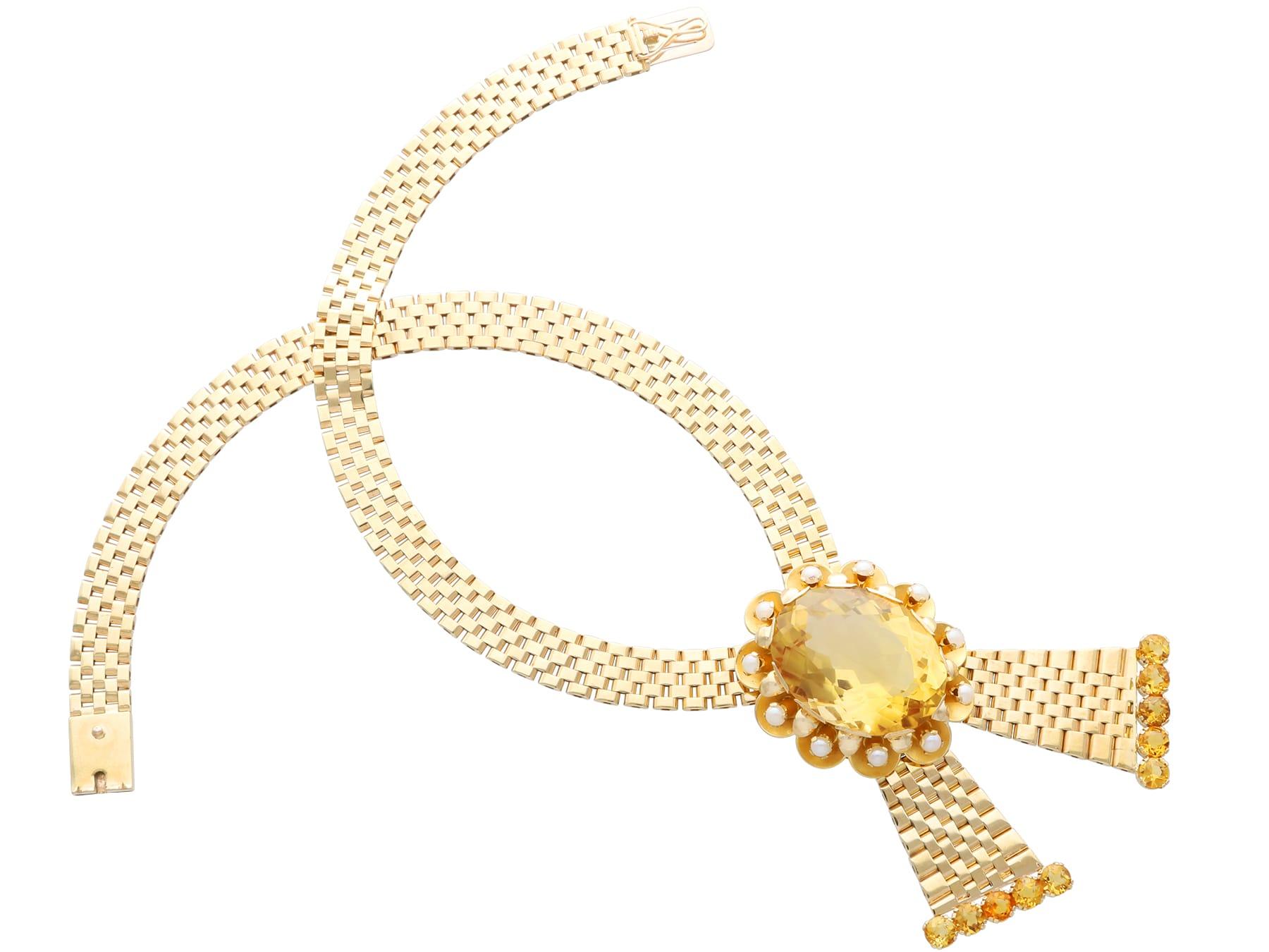 da uomo o donna Vintage By 68,50 Carati, Citrino e Perla, Collana in Oro Giallo 9 Carati (1957) in vendita