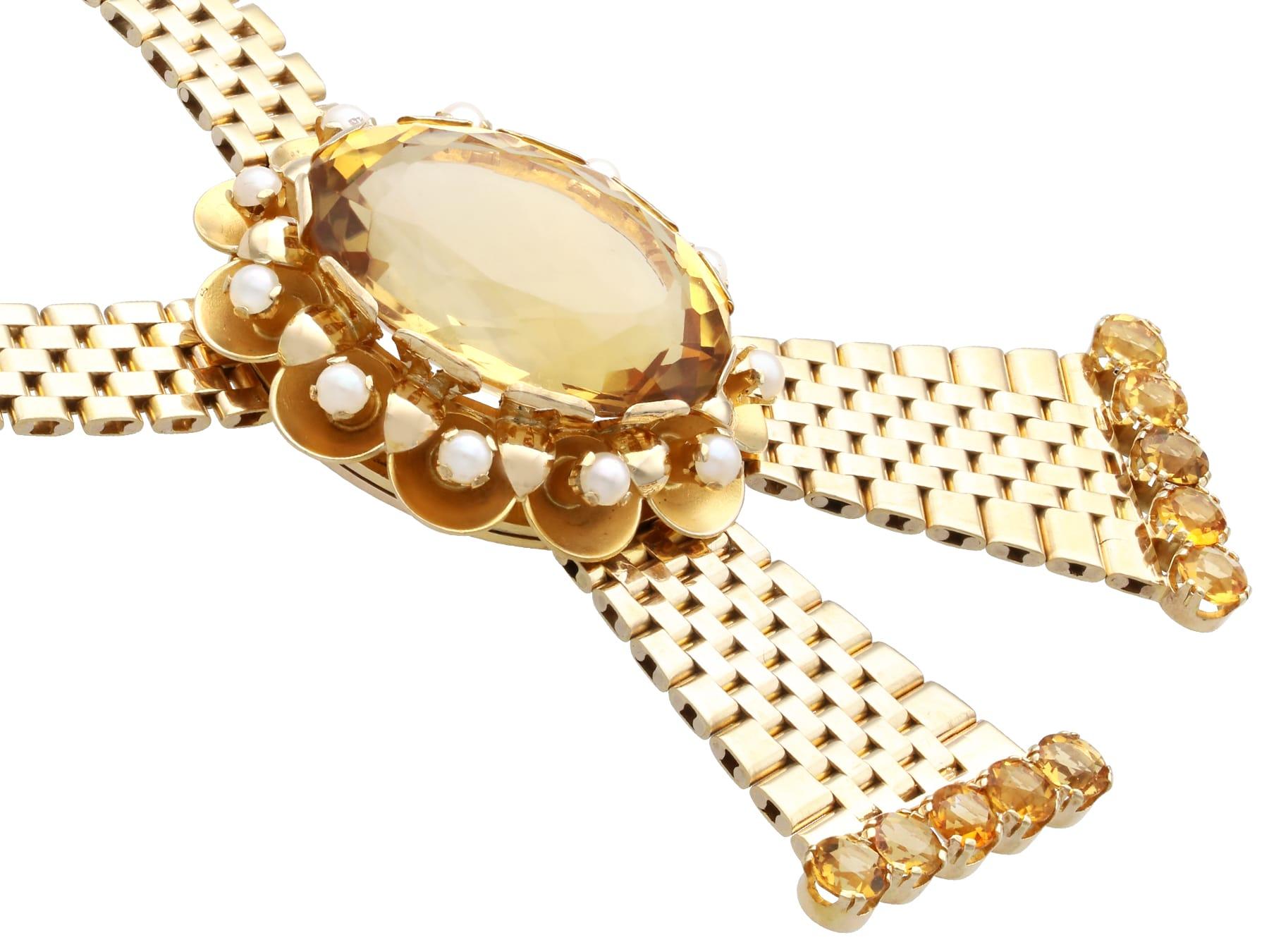 Vintage By 68,50 Carati, Citrino e Perla, Collana in Oro Giallo 9 Carati (1957) in vendita 1
