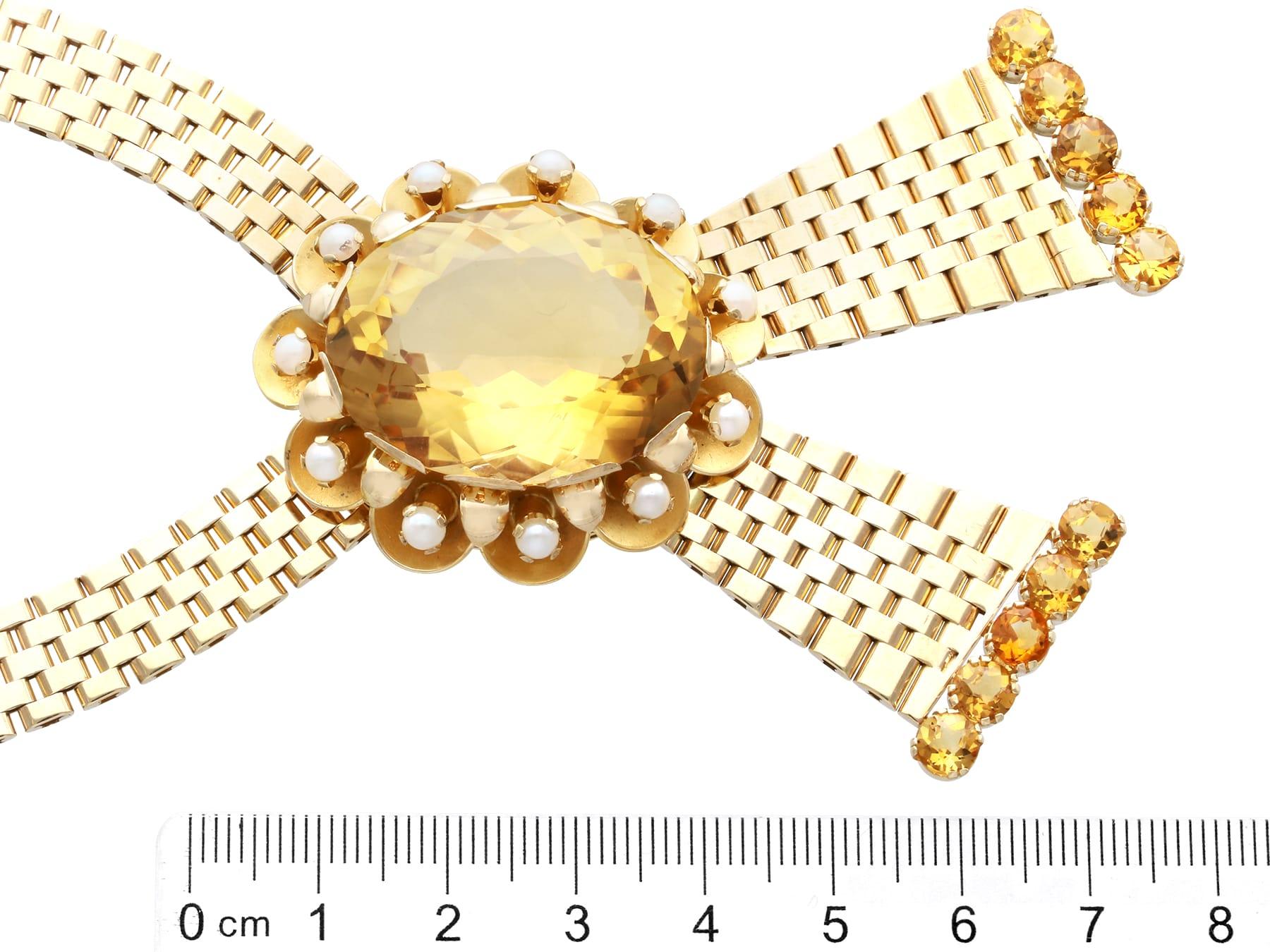 Vintage By 68,50 Carati, Citrino e Perla, Collana in Oro Giallo 9 Carati (1957) in vendita 3