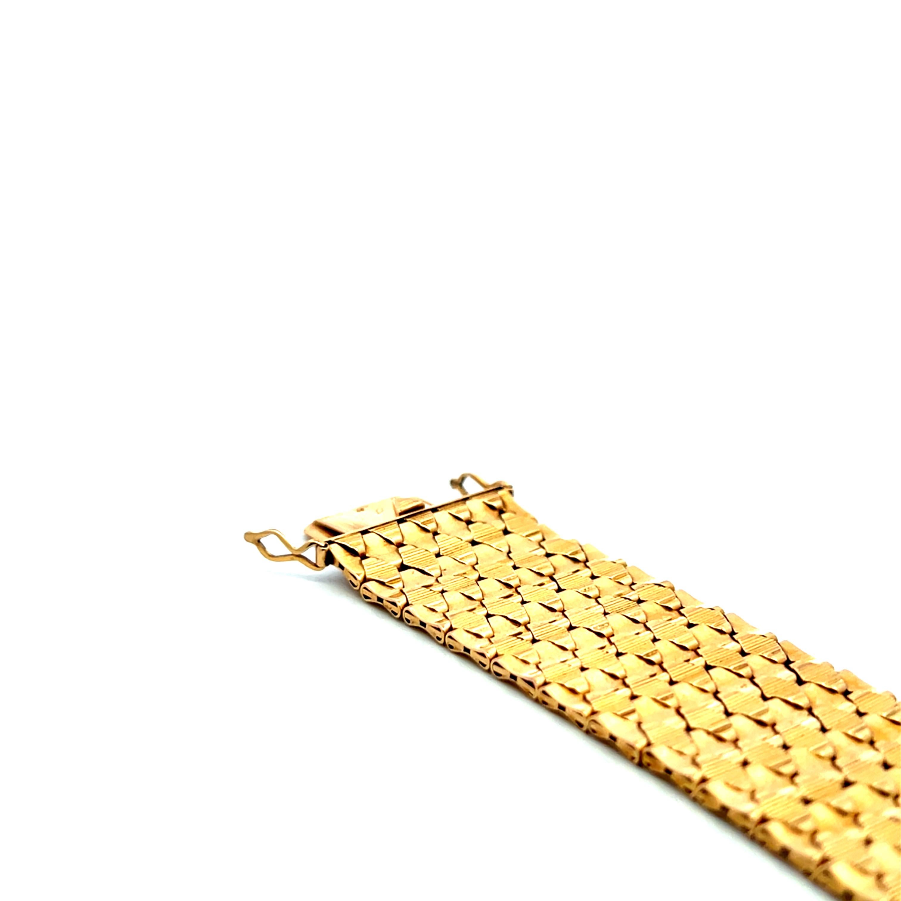 Vintage 68.90 Grams French Retro 18 Karat Yellow Gold Retro Bracelet 3