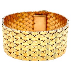Vintage 68.90 Grams French Retro 18 Karat Yellow Gold Retro Bracelet