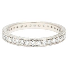 Vintage .68ctw Diamond Eternity Band Ring, 18k White Gold, Ring Size 6.25
