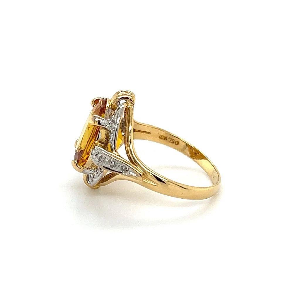 Women's Vintage 6.92 Carat Vivid Orange Yellow Sapphire and Diamond Ring For Sale