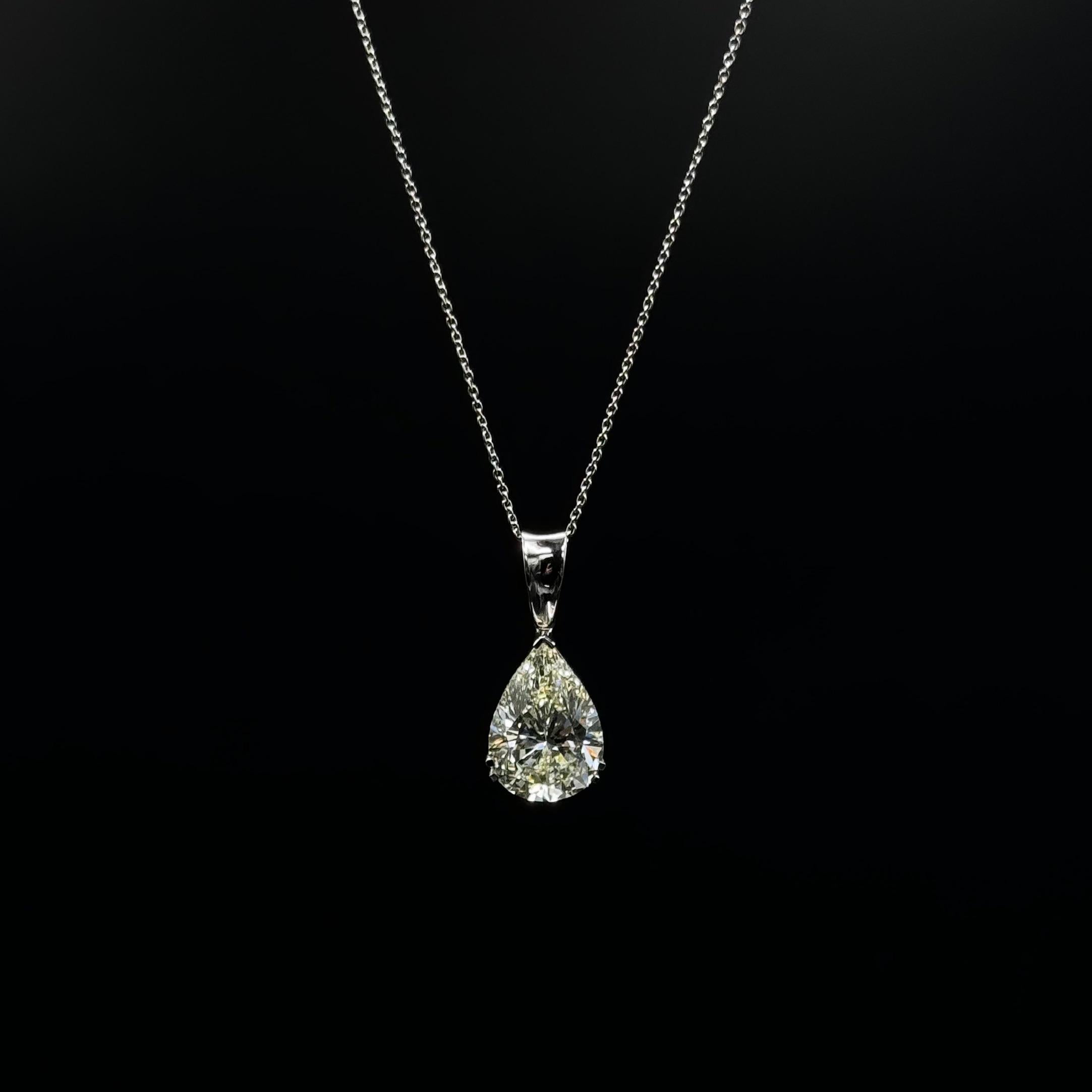 Solitär-Anhänger-Halskette aus Weißgold mit 6,95 Karat birnenförmigem Brillant-Diamant im Angebot 13