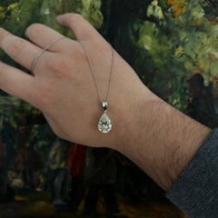 Vintage 6.95 Carat Pear Brilliant Diamond Solitaire Pendant Necklace White Gold