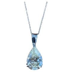Vintage 6.95 Carat Pear Brilliant Diamond Solitaire Pendant Necklace White Gold