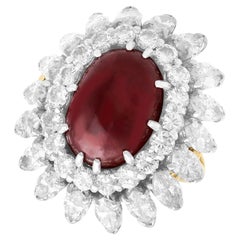 Bague vintage en or jaune 18 carats, rubis birman de 6,95 carats et diamants de 4,80 carats, c. 1950