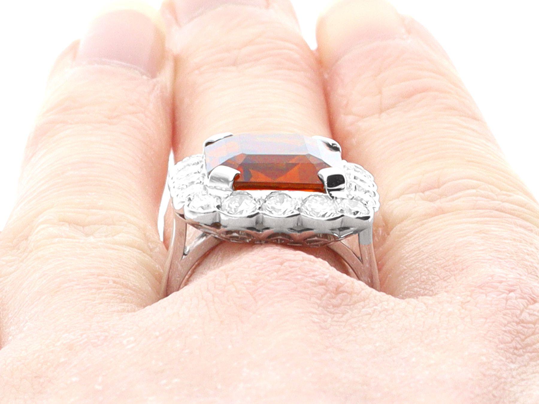 Vintage 6.98 Carat Citrine and 2.54 Carat Diamond Platinum Dress Ring For Sale 3