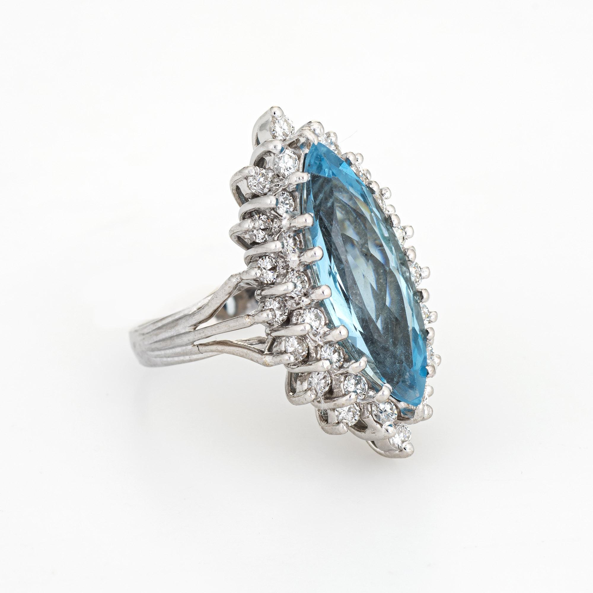 14k Weißgold-Schmuck mit 6 Karat Aquamarin und Diamant im Marquise-Schliff (Moderne)