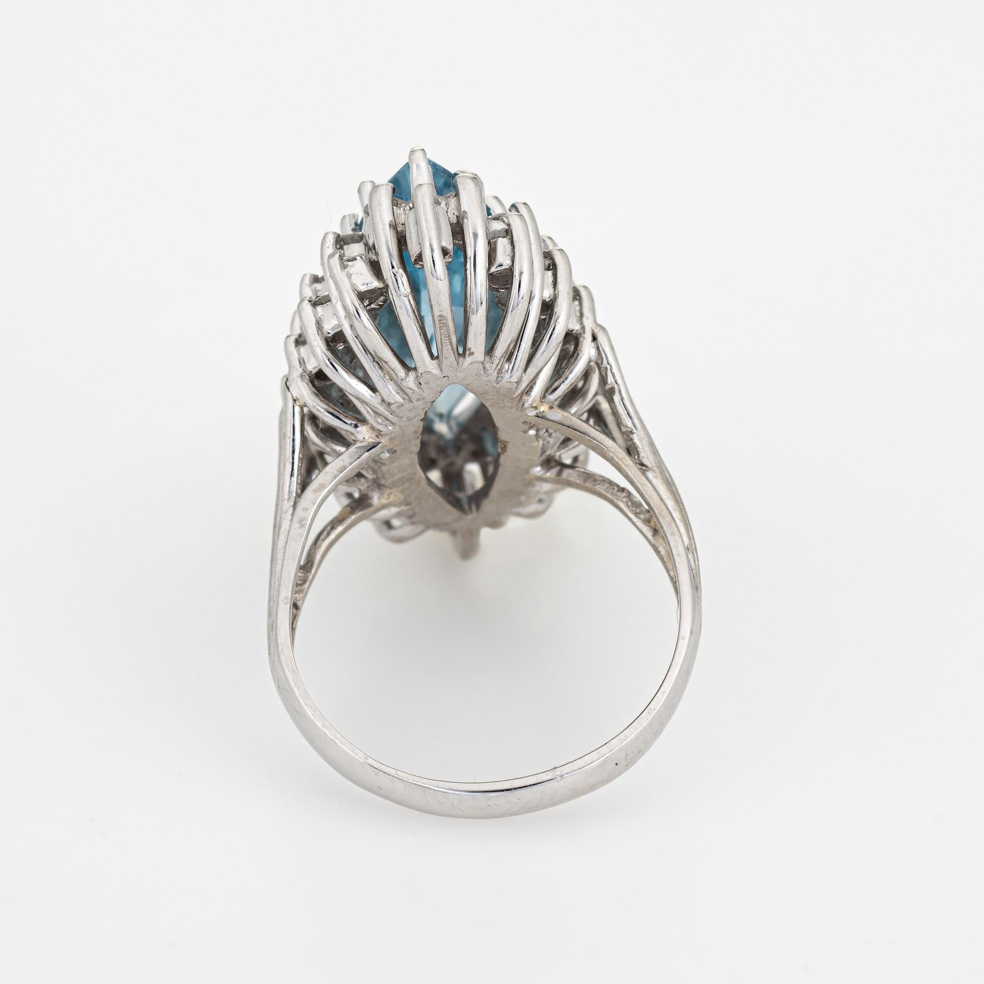 14k Weißgold-Schmuck mit 6 Karat Aquamarin und Diamant im Marquise-Schliff im Zustand „Gut“ in Torrance, CA