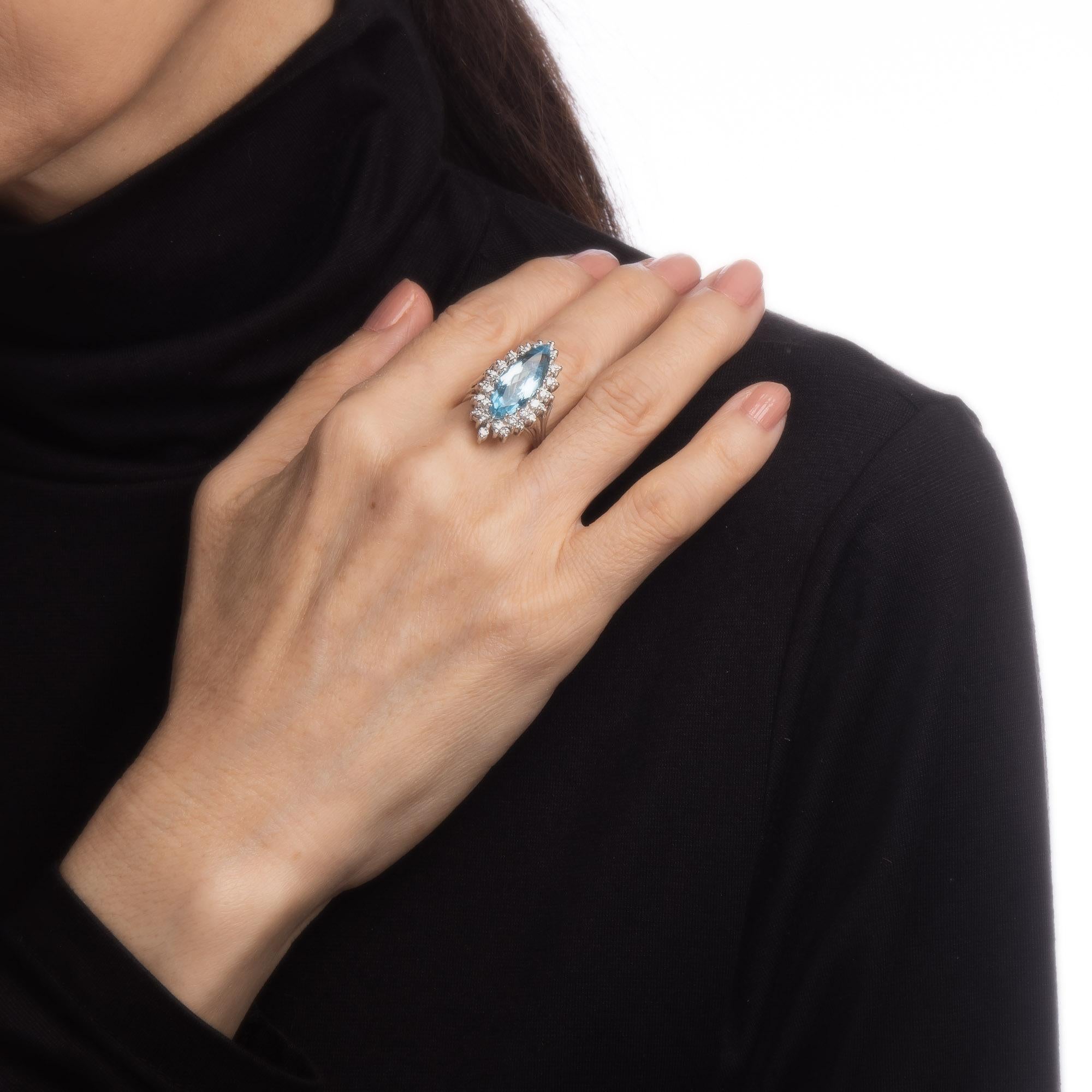 14k Weißgold-Schmuck mit 6 Karat Aquamarin und Diamant im Marquise-Schliff Damen