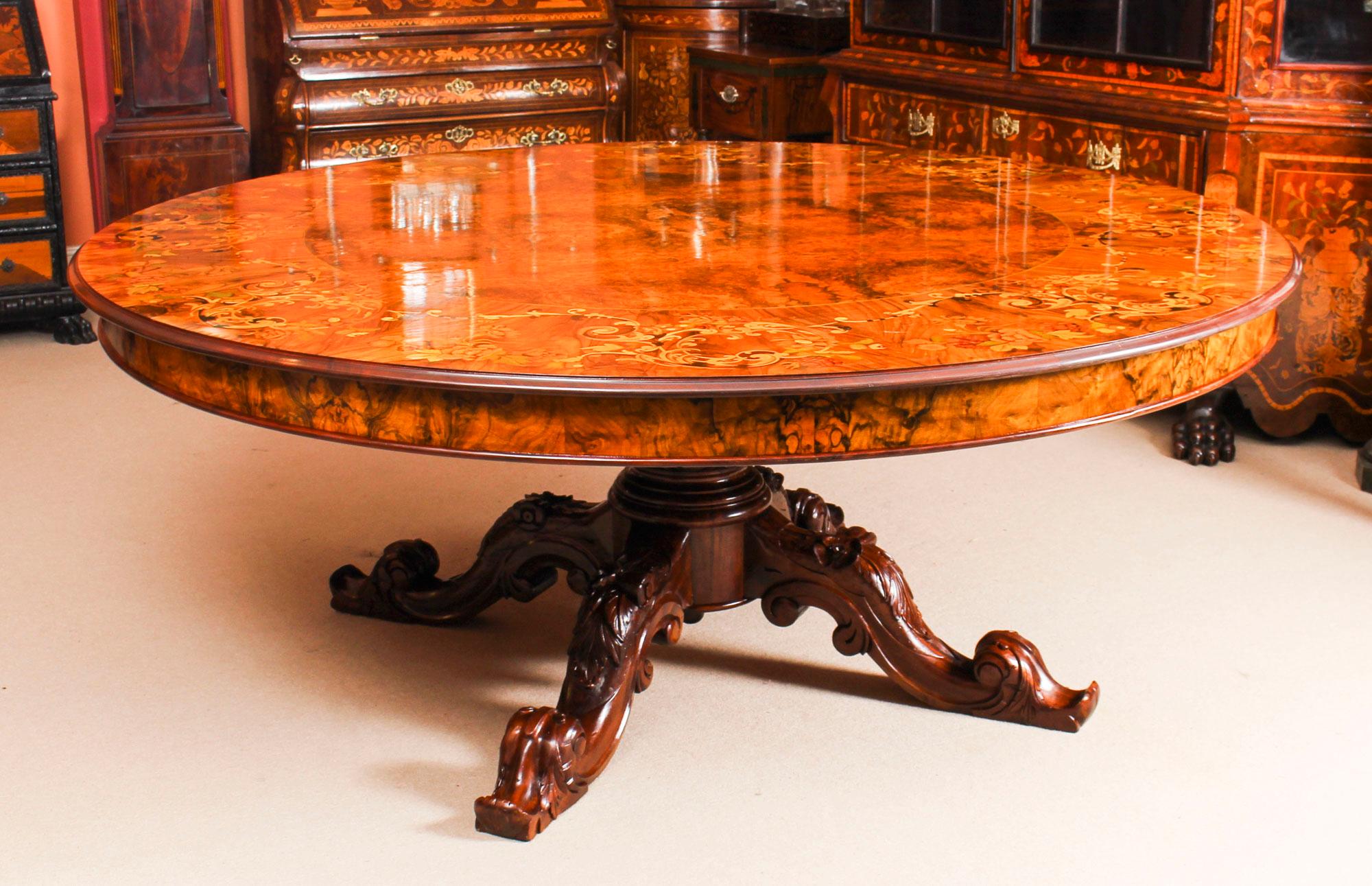 A beautiful large 200 cm diameter dining table that can seat ten in comfort, dating from the mid-20th century.

It is of fabulous quality and in excellent condition. It is highly desirable to have large round tables for dinner parties as all the
