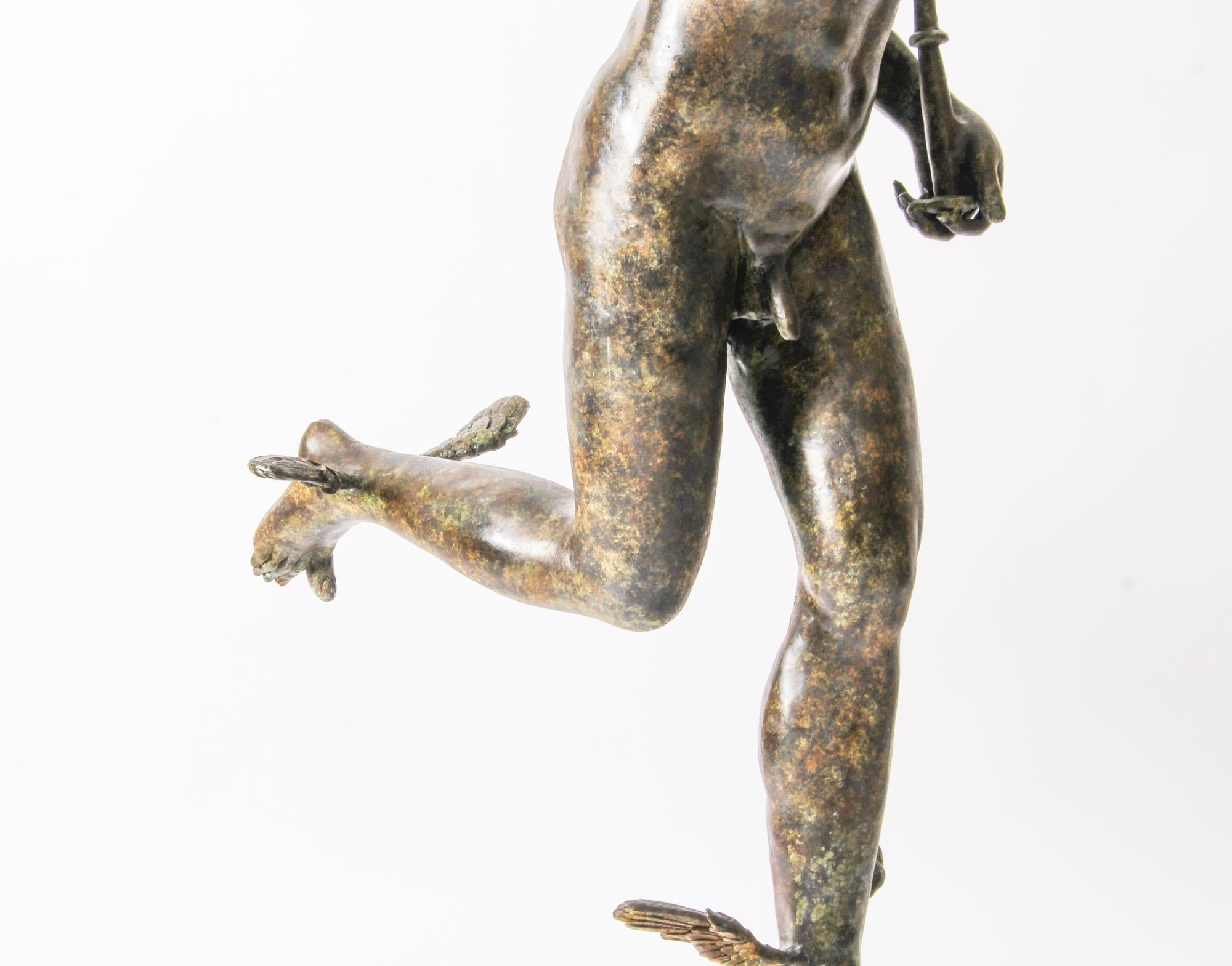 Große Vintage-Bronze-Skulptur von Mercury Hermes, 6 Fuß 6 Zoll, Vintage, 20. Jahrhundert im Angebot 8