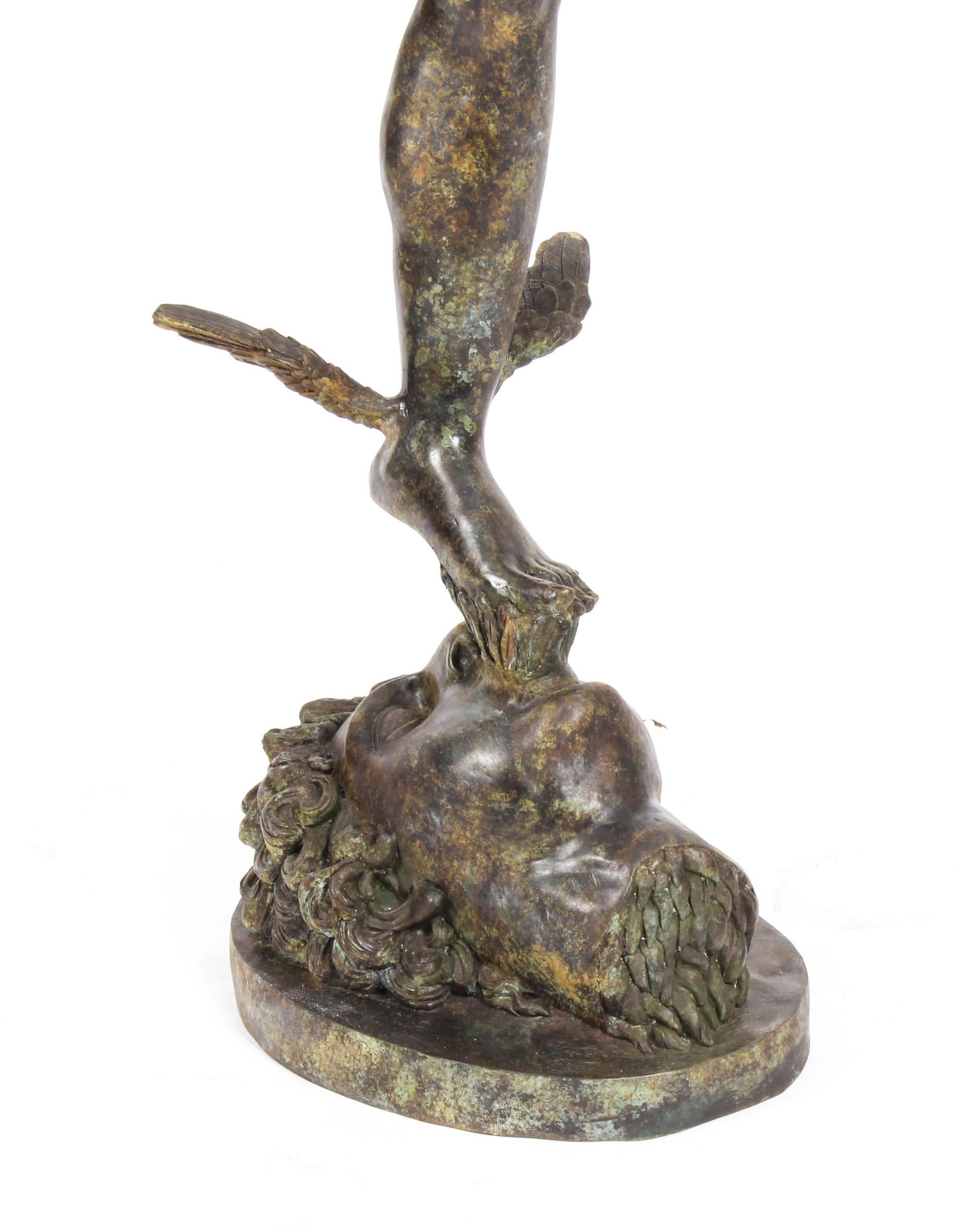 Große Vintage-Bronze-Skulptur von Mercury Hermes, 6 Fuß 6 Zoll, Vintage, 20. Jahrhundert im Angebot 9