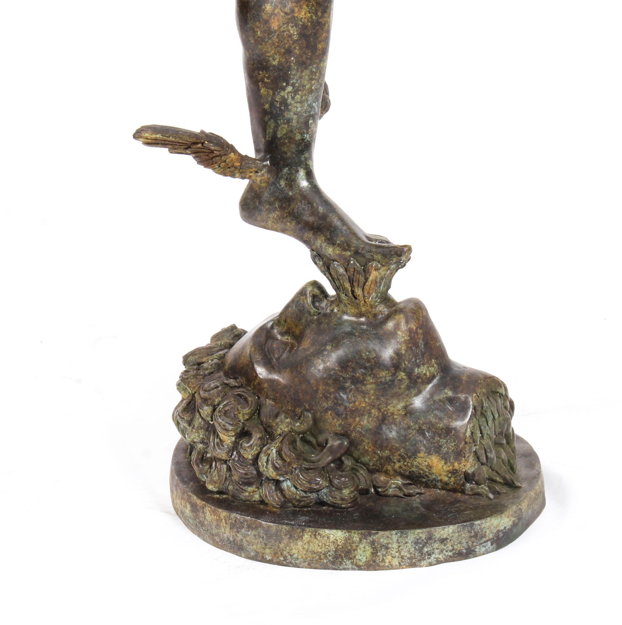 Große Vintage-Bronze-Skulptur von Mercury Hermes, 6 Fuß 6 Zoll, Vintage, 20. Jahrhundert im Angebot 10