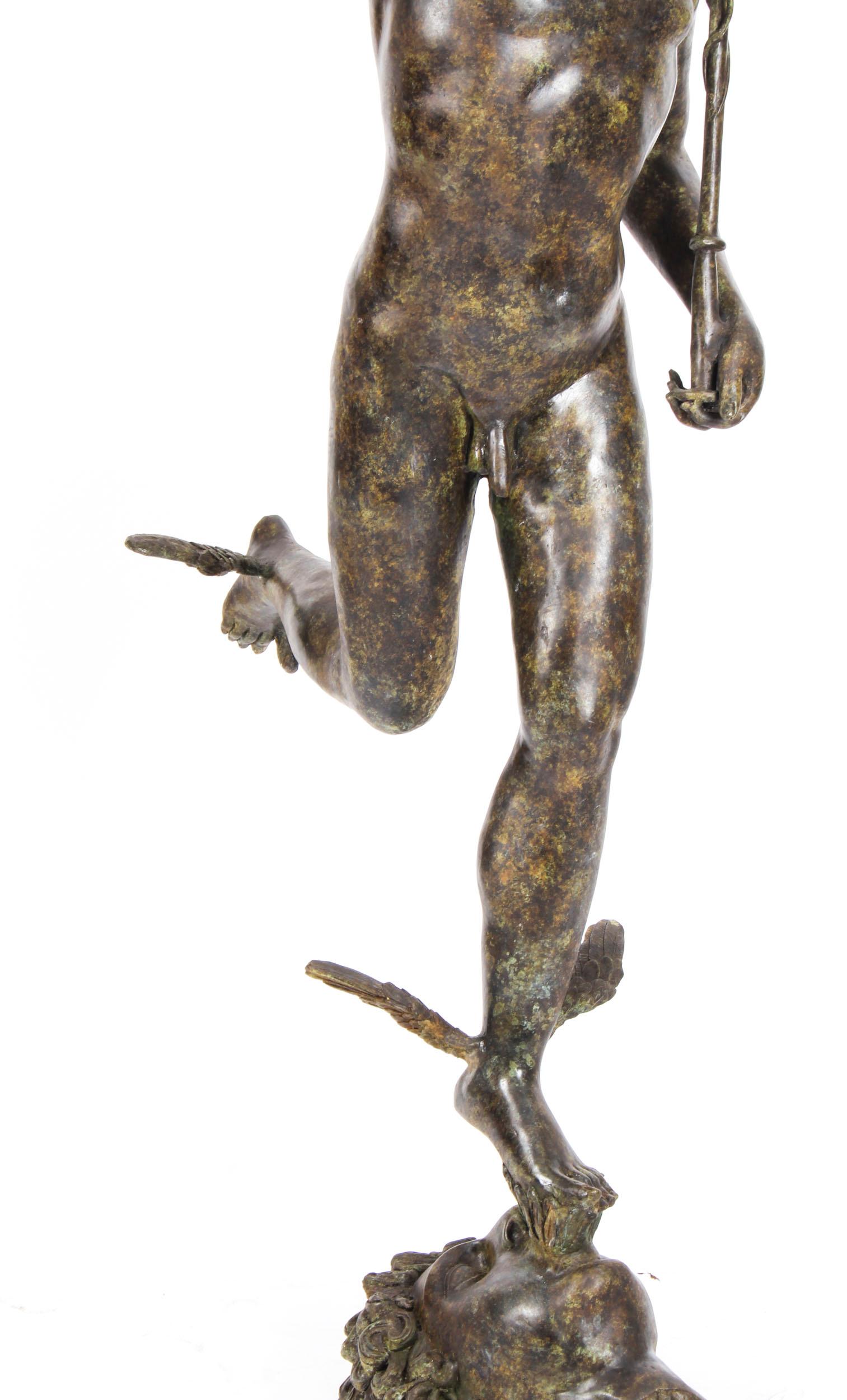 Große Vintage-Bronze-Skulptur von Mercury Hermes, 6 Fuß 6 Zoll, Vintage, 20. Jahrhundert im Angebot 11