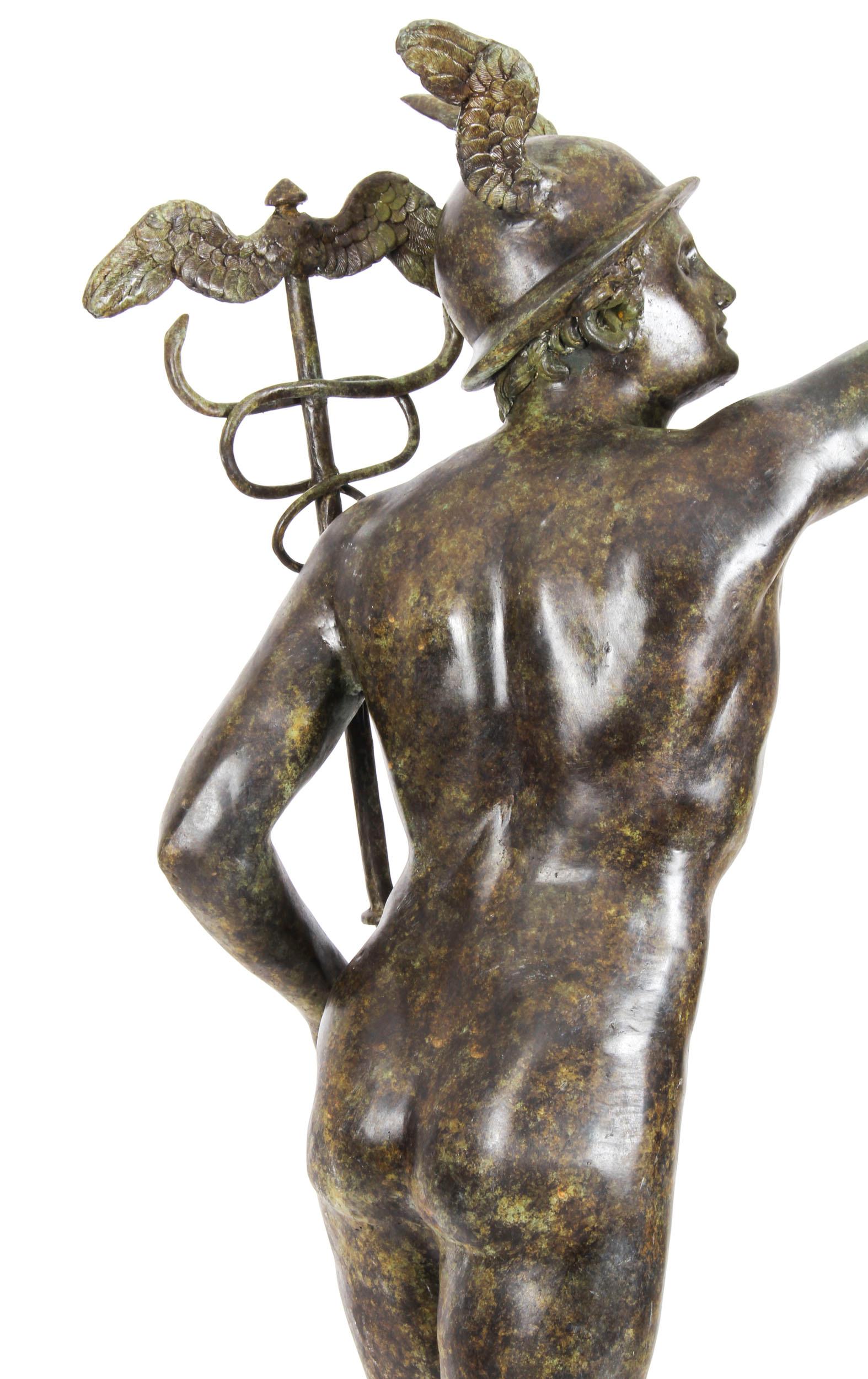 Große Vintage-Bronze-Skulptur von Mercury Hermes, 6 Fuß 6 Zoll, Vintage, 20. Jahrhundert im Angebot 2