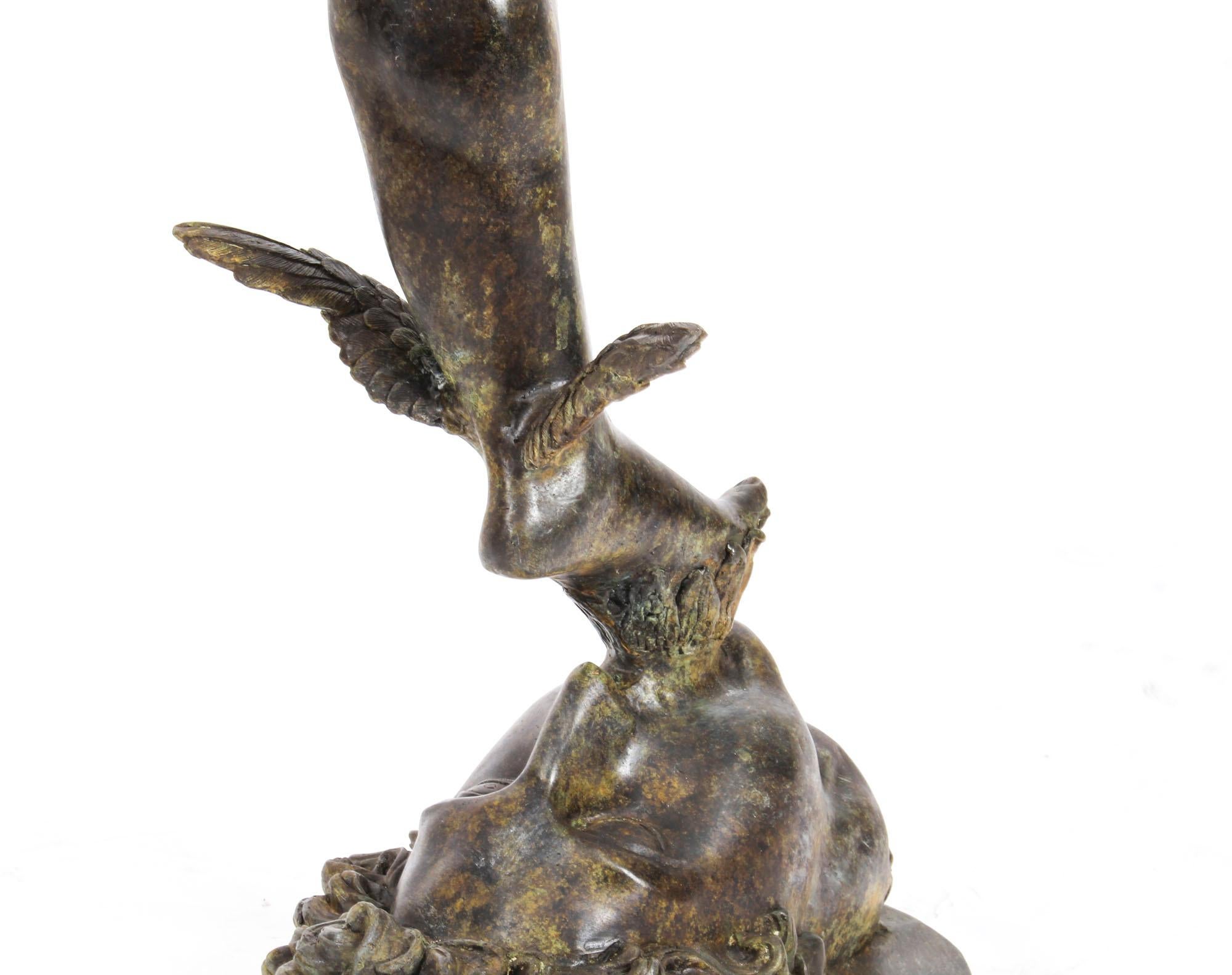 Große Vintage-Bronze-Skulptur von Mercury Hermes, 6 Fuß 6 Zoll, Vintage, 20. Jahrhundert im Angebot 5