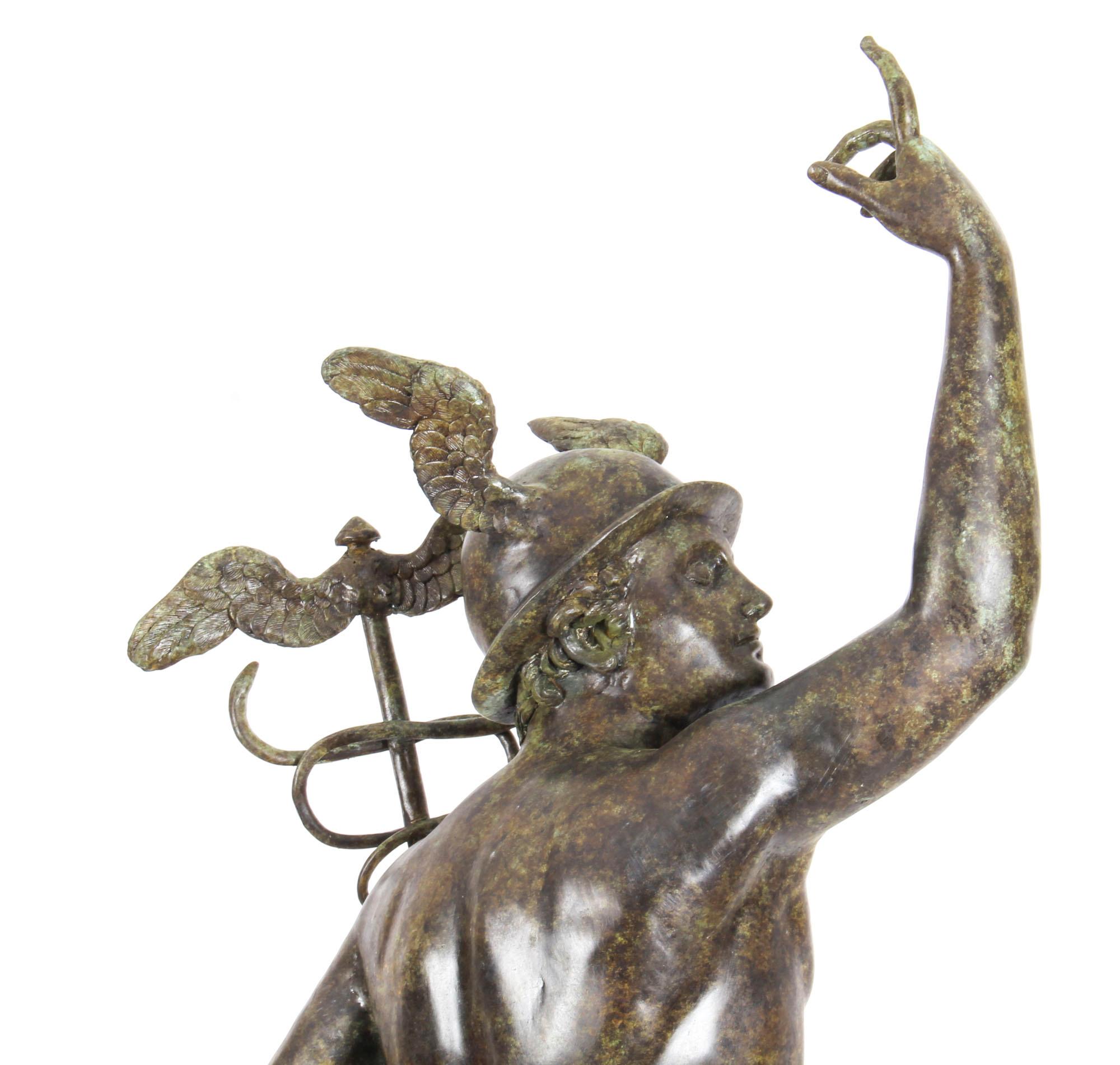 Große Vintage-Bronze-Skulptur von Mercury Hermes, 6 Fuß 6 Zoll, Vintage, 20. Jahrhundert im Angebot 6