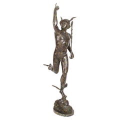 Escultura de bronce de Mercurio Hermes Vintage de 1,80 m. Siglo XX