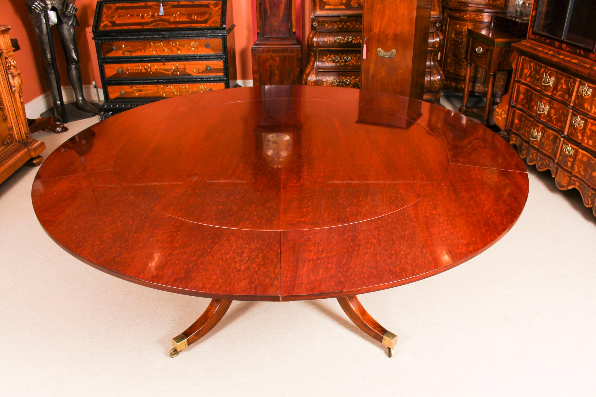 Regency Revival Vintage Mahogany Jupe Dining Table, Leaf Cabinet and 8 Chairs