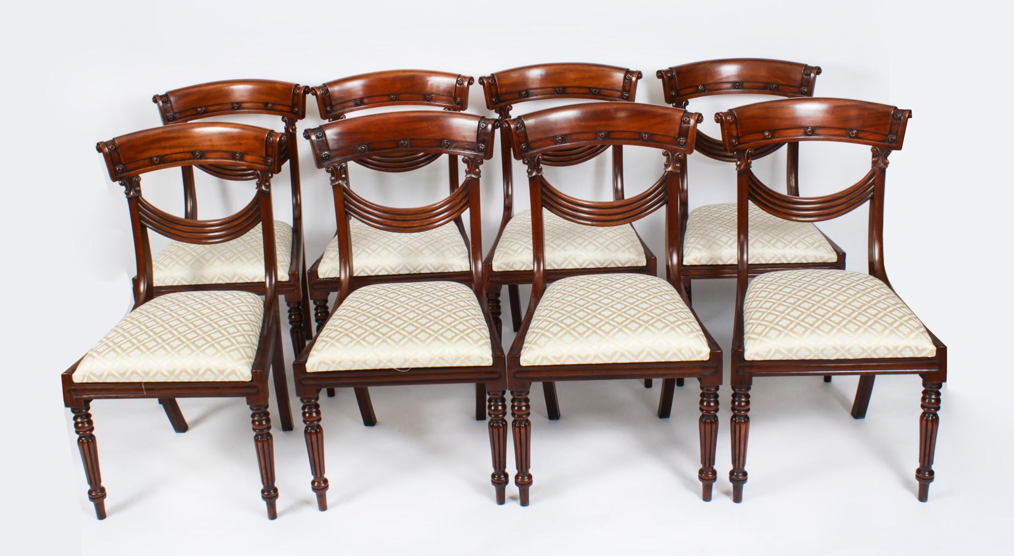 Vintage Regency Revival Dining Table & 8 Chairs Mid 20th Century 7