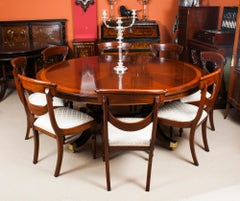 Vintage Regency Revival Dining Table & 8 Chairs Mid 20th Century