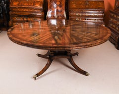 Vintage 6ft Diameter Flame Mahogany Dining Table by Rackstraw Mid 20th Century