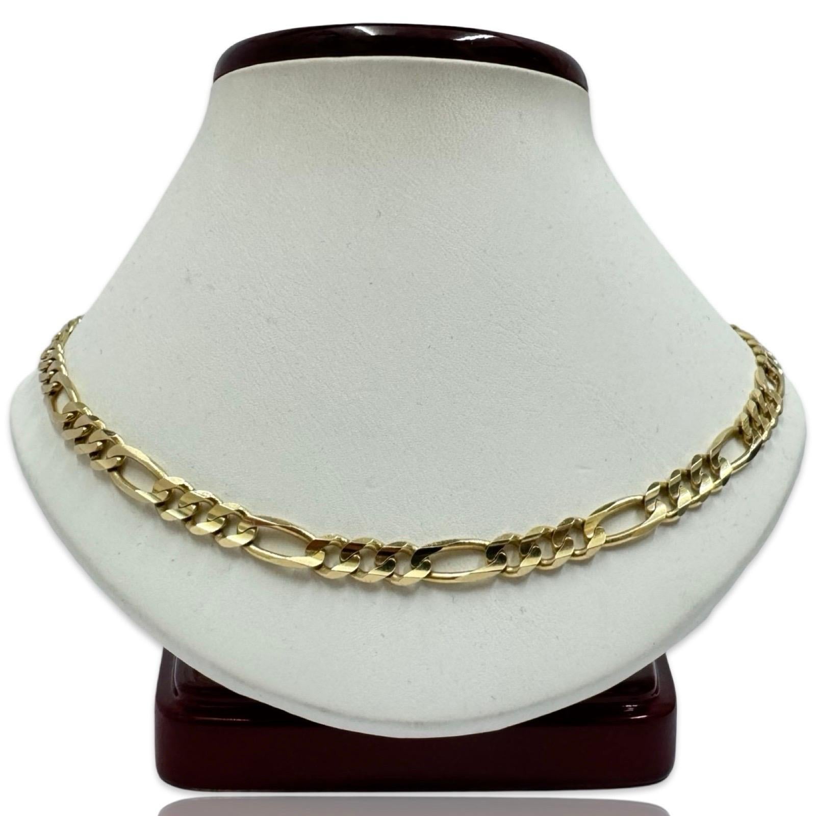 Vintage 6mm Figaro Link Chain Necklace 14k Italy 16 Inch In Excellent Condition In Miami, FL