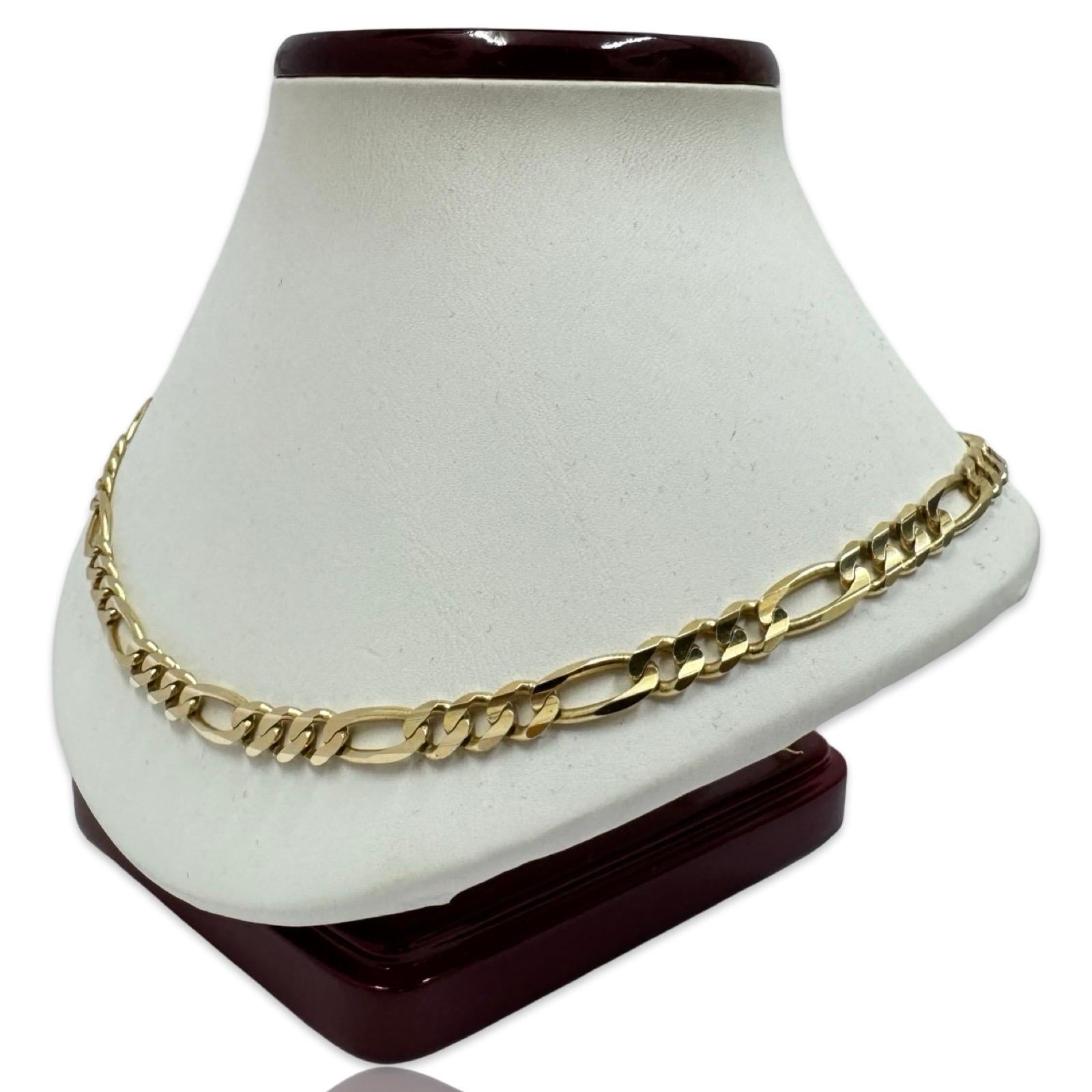 Women's or Men's Vintage 6mm Figaro Link Chain Necklace 14k Italy 16 Inch